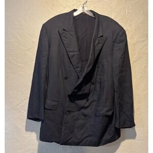 Ermenegildo Zegna Mens Navy Blue Super 100s Wool Double Breasted Blazer Size 44R